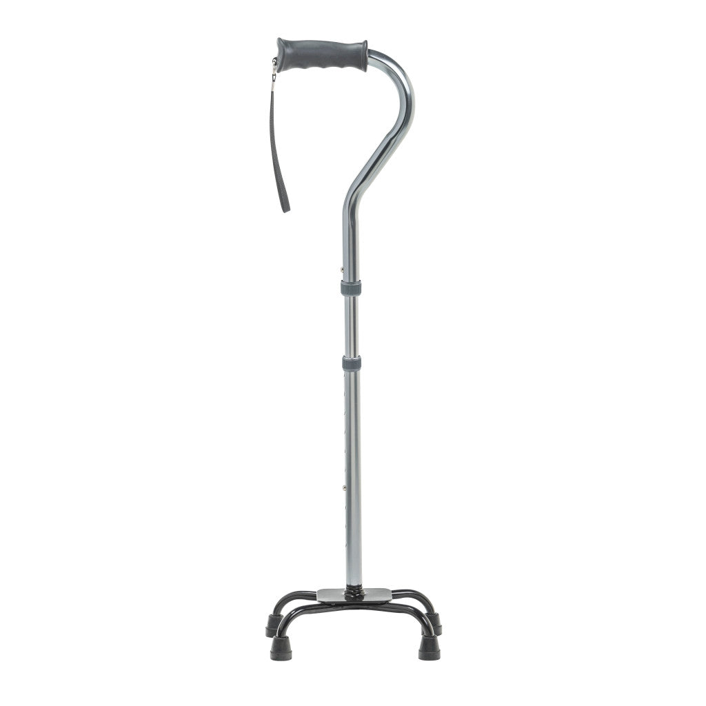 Drive Medical RTL10310FCH folding quad cane, front studio view on a white background